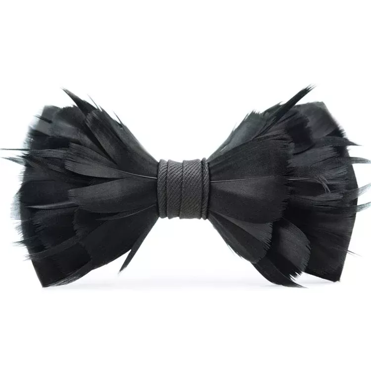 Brackish Rice Black Goose Feather Bowtie
