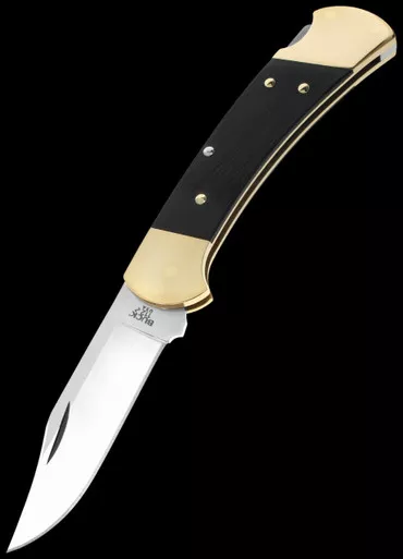 Buck 112 Slim Heritage Elite Ebony Brass Folding Knife