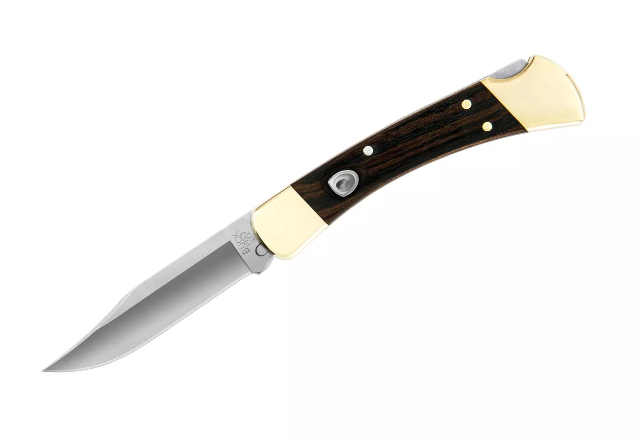 Buck Knives 110 Automatic Opening Genuine Ebony Handle Folding Hunter Knife, W/Sheath