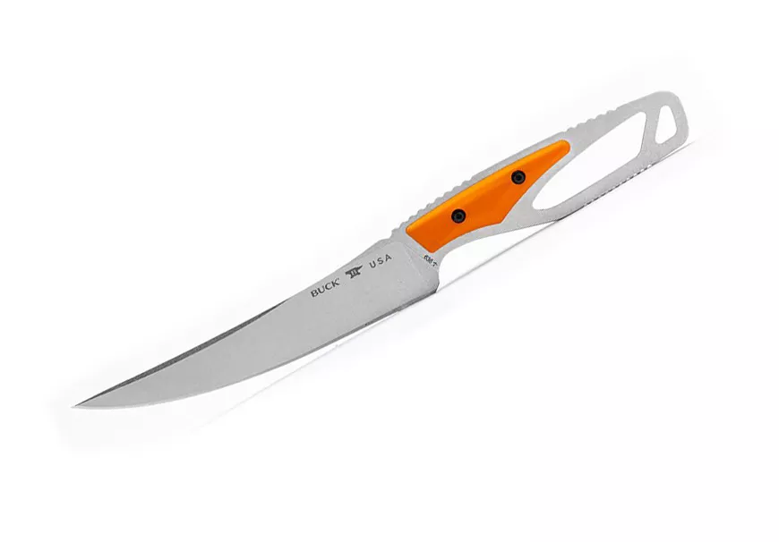 Buck Knives 636 Paklite Processor Select, Orange Handle, 5.25″ 420HC Fixed Blade Knife W/ Sheath