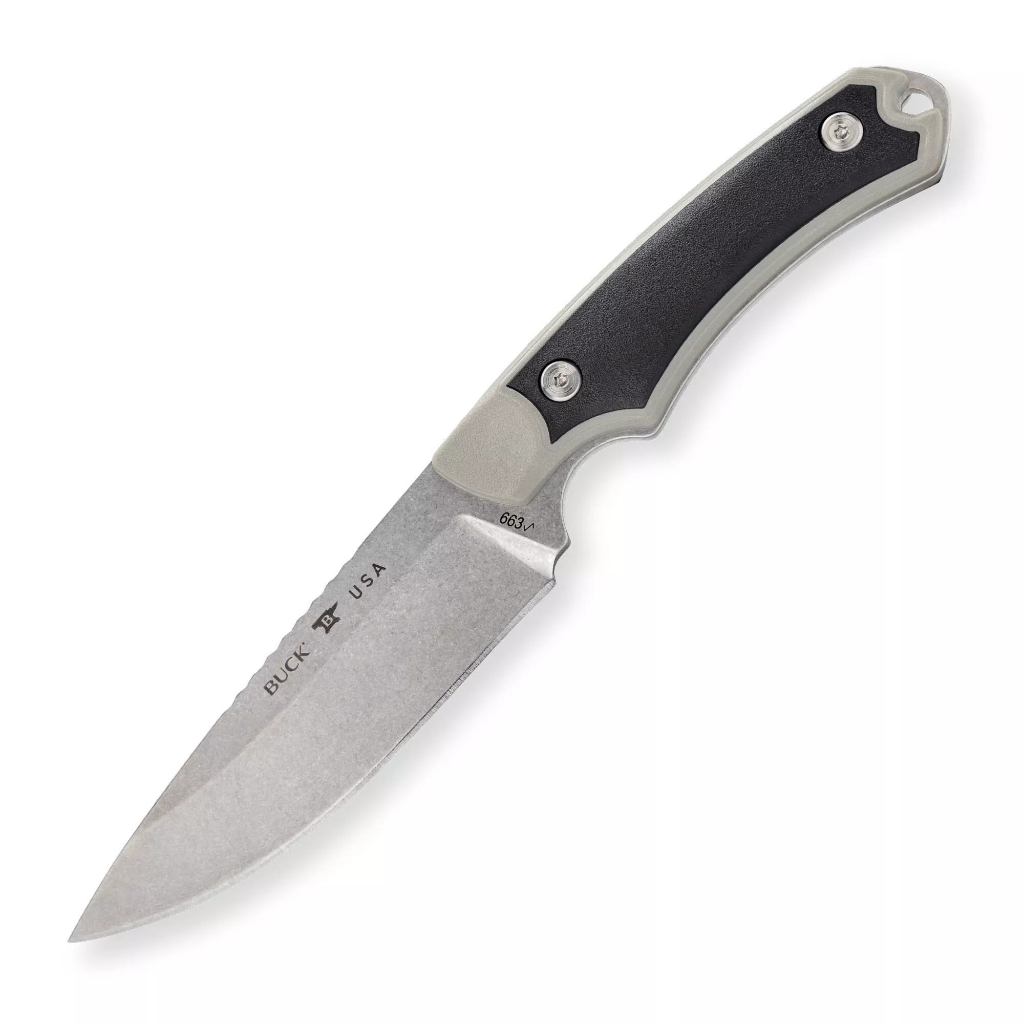 Buck Knives 663 Alpha Guide Select, Gray GFN/Versaflex Handle, 4.375″ Drop Point 420HC Fixed Blade Knife W/ Sheath