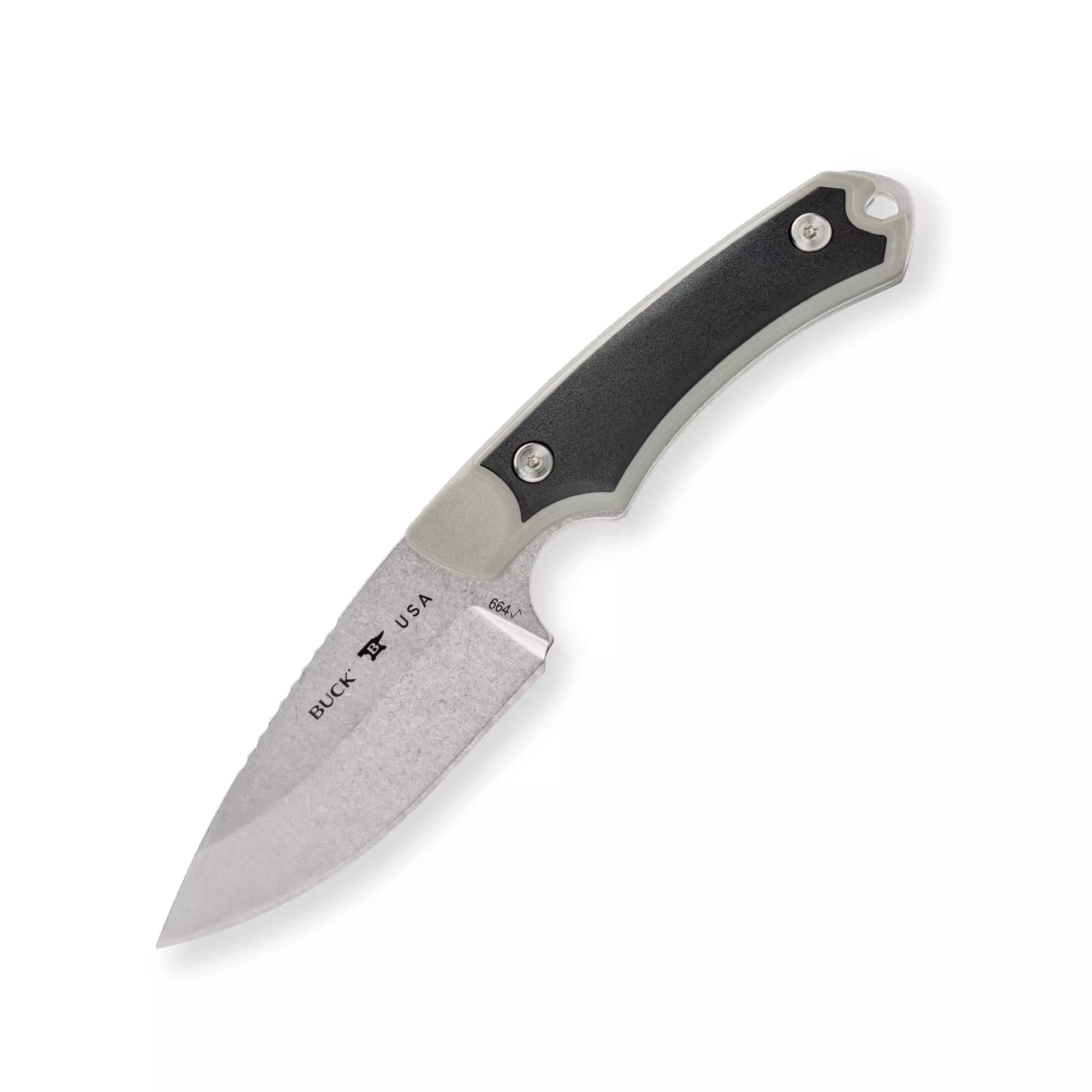 Buck Knives 664 Alpha Hunter Select, Gray GFN/Versaflex Handle, 3.6″ 420 HC Fixed Blade Knife W/ Sheath