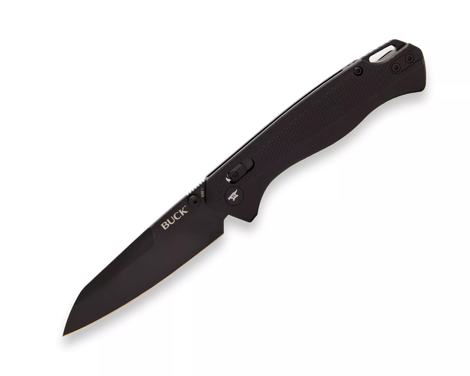 Buck Knives 698BKS Ferrox Crossbar Lock Folding Knife, 3.375″ D2 Black Reverse Tanto Blade, Black Anodized Aluminum Scales W/ Clip