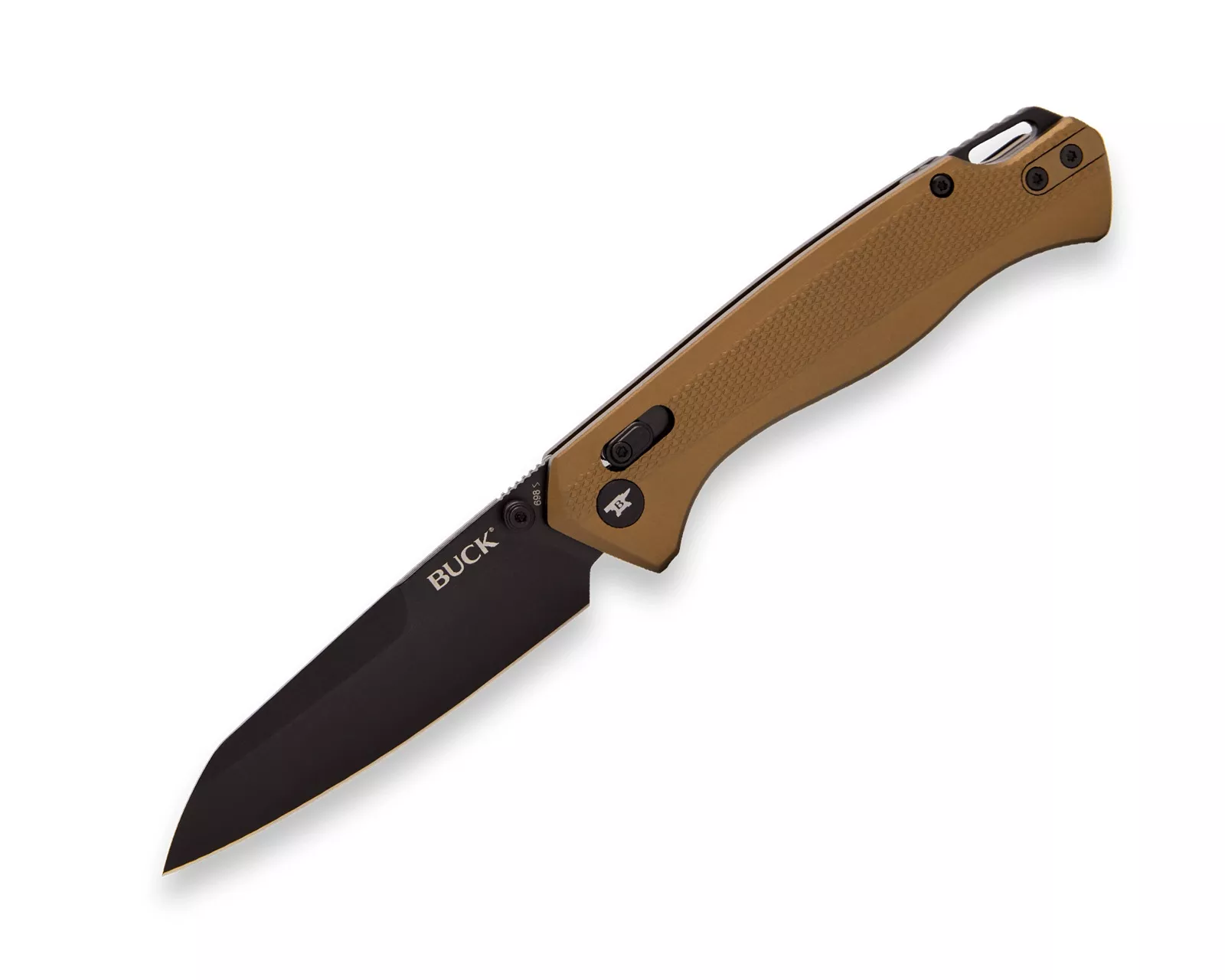 Buck Knives 698BRS Ferrox Crossbar Lock Folding Knife, 3.375″ D2 Black Reverse Tanto Blade, Bronze Anodized Aluminum Scales W/ Clip