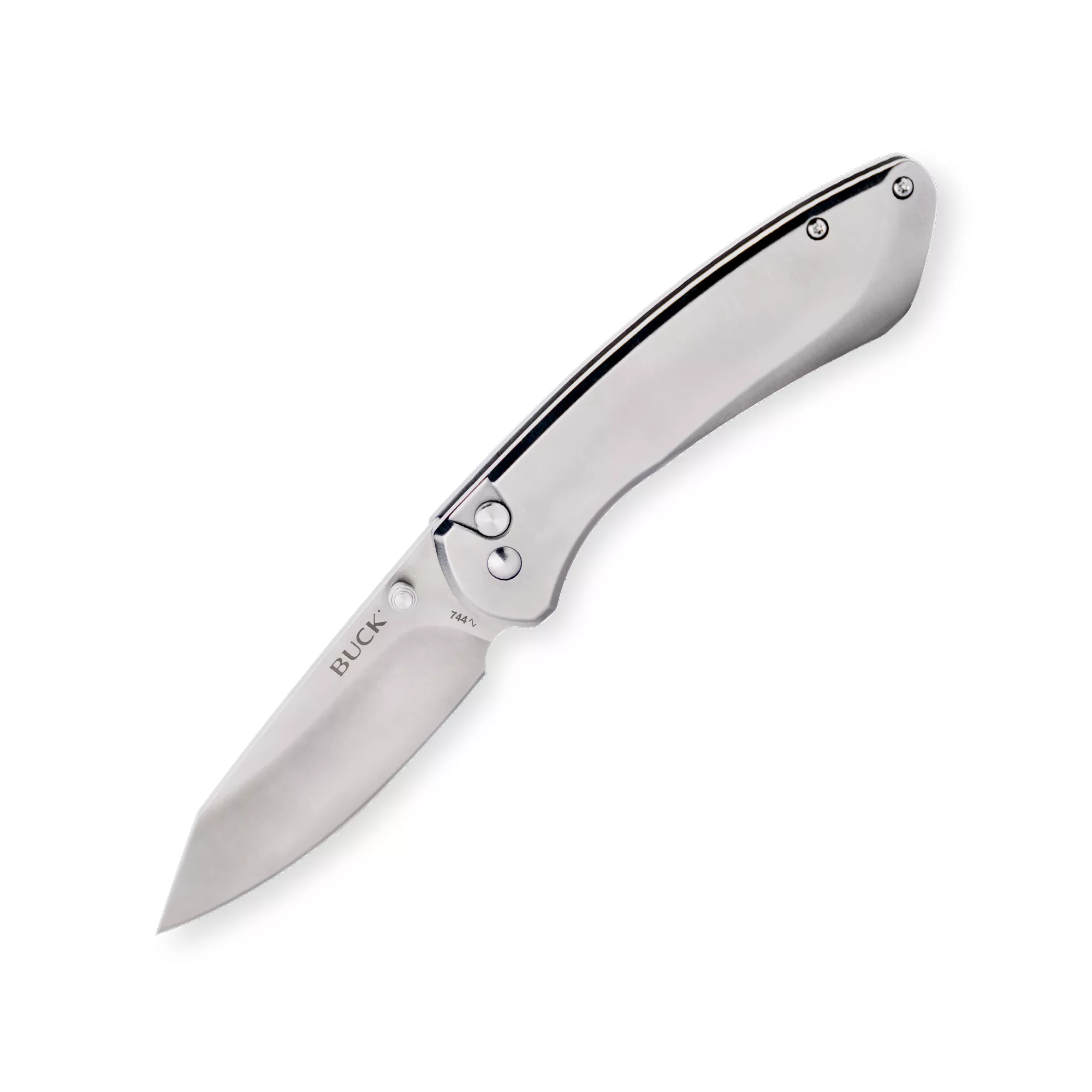 Buck Knives 744 Sovereign Button Lock Folding Knife, 3.23″ 7Cr17 Blade, Stainless Steel Handle W/ Clip