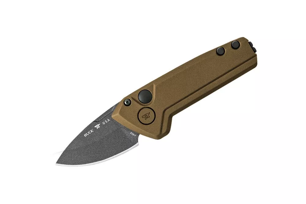 Buck Knives 839 Mini Deploy Auto Folding Knife 1.875″ Drop Point Cerakote 154CM Blade, Sniper Gray Cerakote Aluminum Handles W/ Clip (California Legal)