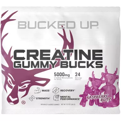 Bucked Up Creatine Gummies Raspberry Blitz 24pc Pack