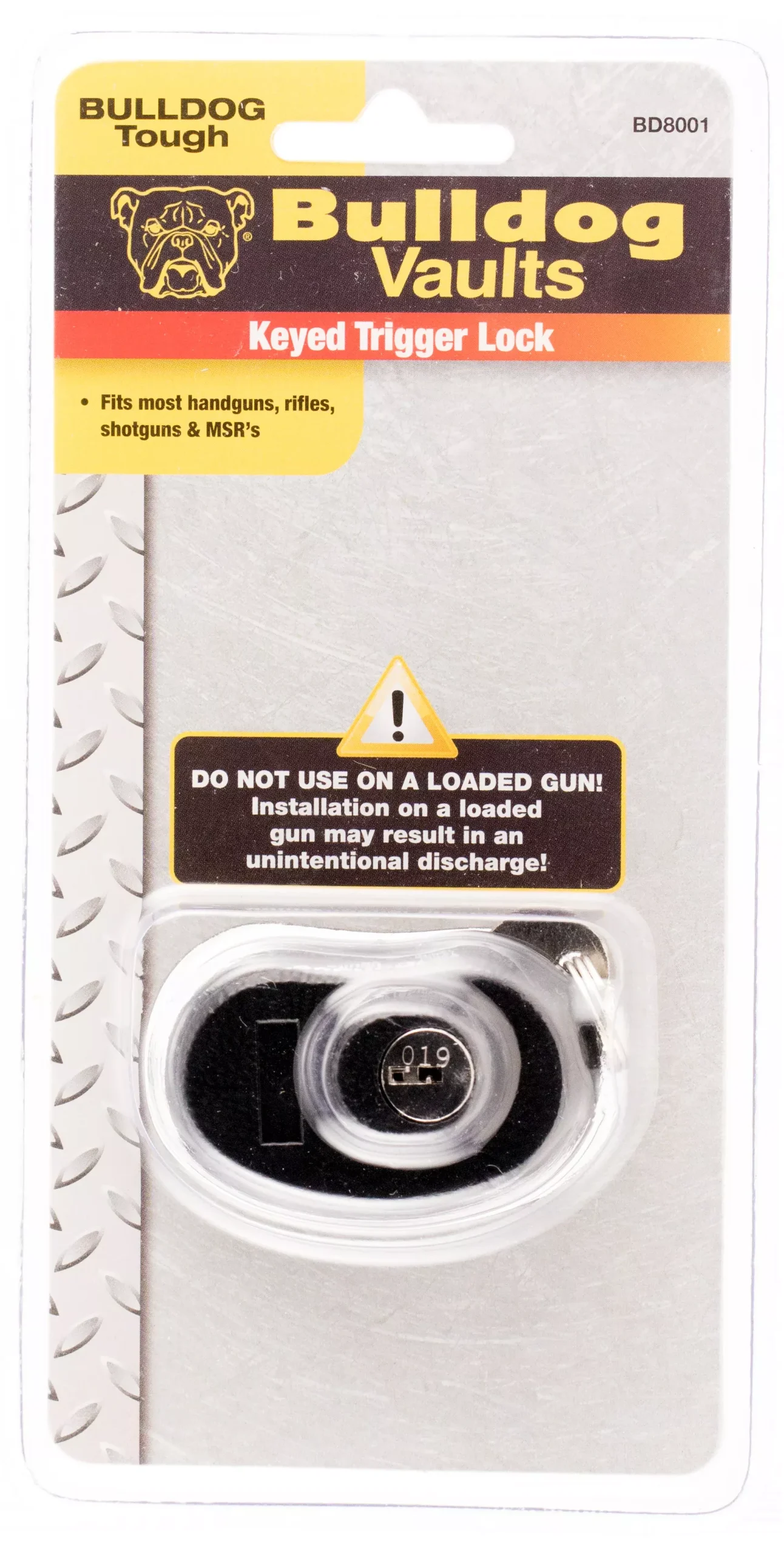 Bulldog Trigger Lock with Key, Black – Fits Handguns, Rifles & Shotguns, Adjustable Ratchet BD8001