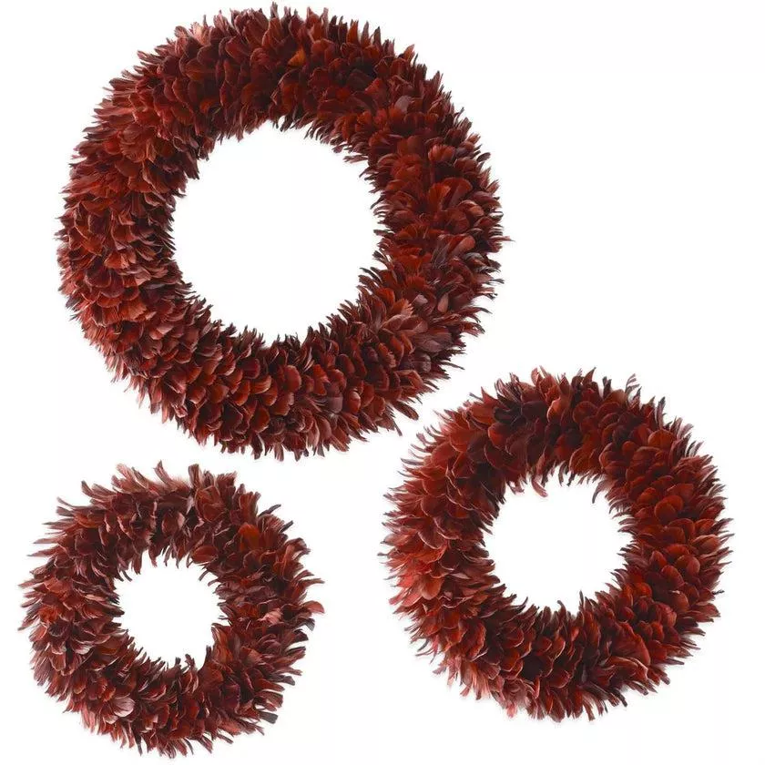 Burgundy Wispy Feather Wreaths