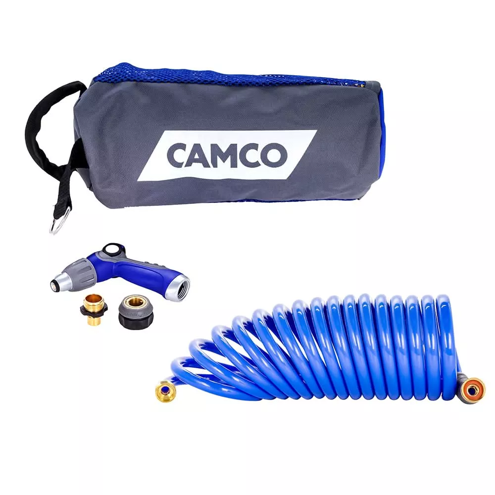 Camco 20′ Coiled Hose and Spray Nozzle Kit• 41980