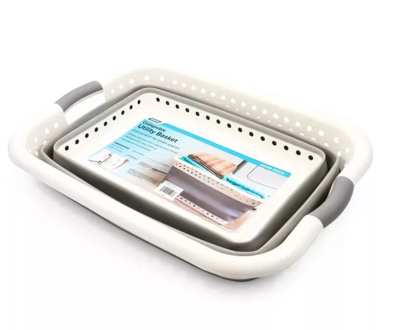 Camco Collapsible Laundry Basket - Large, White / Gray• 51903