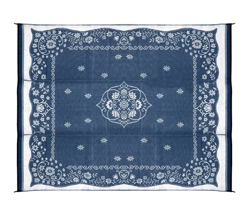 Camco Outdoor Mat 9′ x 12′ – Oriental, Blue / White• 42851