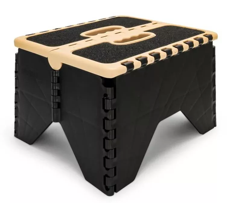 Camco Plastic Folding Step Stool, Non-Skid, Khaki/Black• 43638
