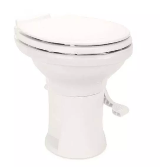 Camco Premium Ceramic RV Toilet with Ergonomic Design, Bone• 41715