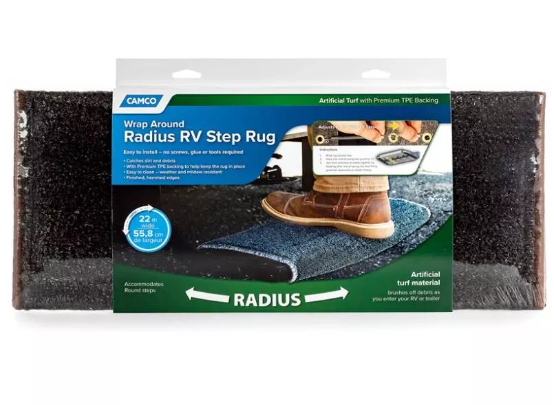 Camco Premium Radius Turf Step Rug, 22" Wide, Brown• 42949