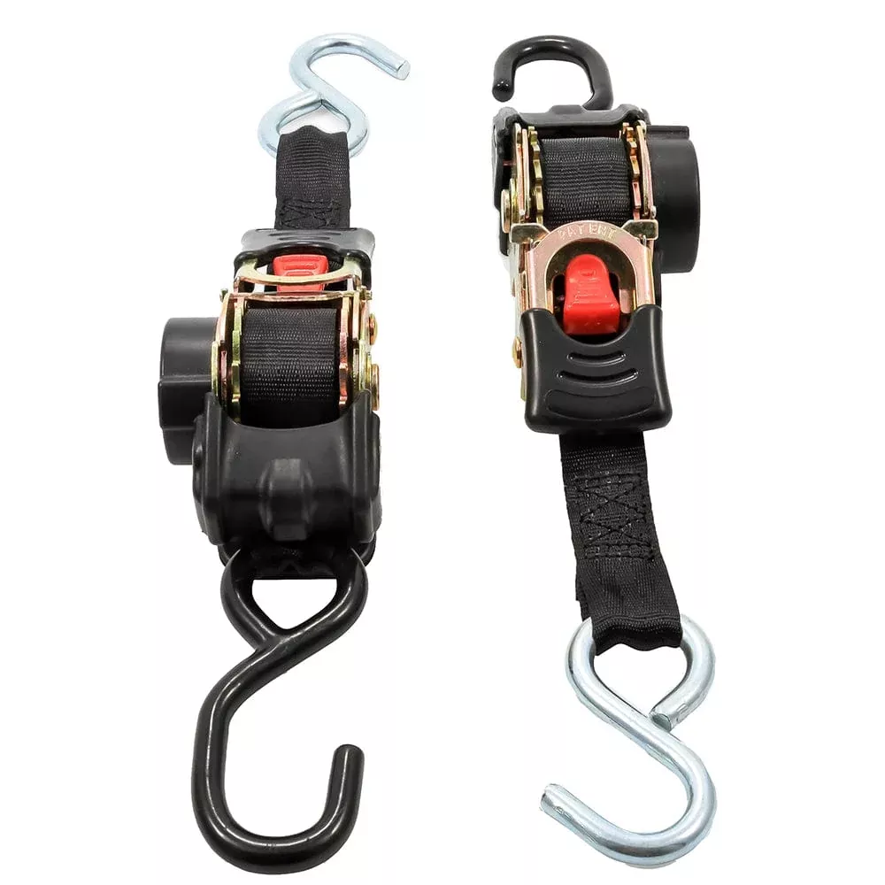 Camco Retractable Tie Down Straps – 1″ Width 6′ Dual Hooks