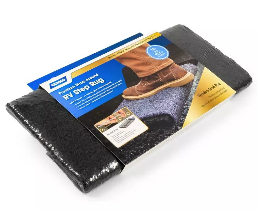 Camco Scrub Rug Premium Step Rug, 7.5″ x18″, Black• 42962