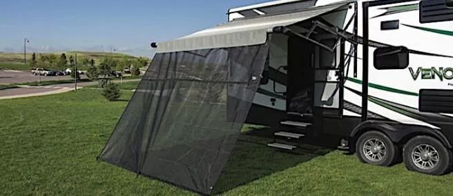 Carefree EZ ZipBlocker 17′ x 7′ Black Polyester RV Awning Front Shade Panel• 701707