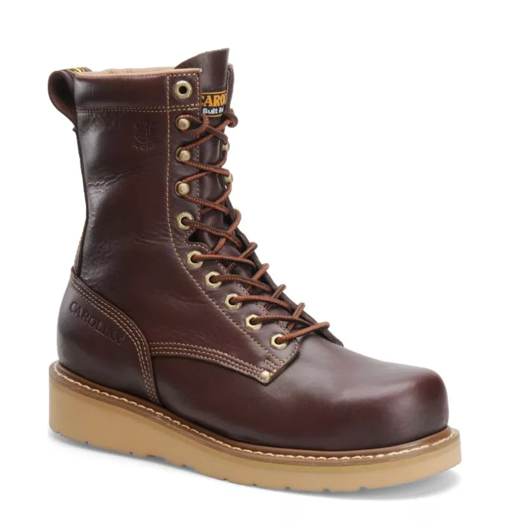 Carolina AMP Hi CA8049 Men’s 8″ Broad Toe Wedge Work Boot – Dark Oak Leather