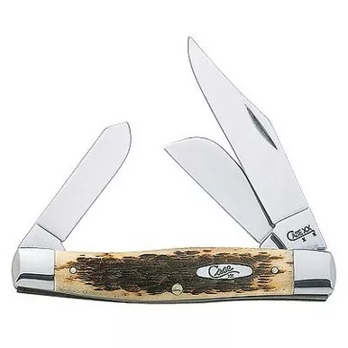Case 00204 Large Amber Bone CV Stockman Pocket Knife 3.3"