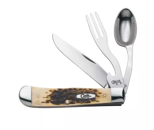 Case Cutlery 00052 Knife With Stainless Steel Blades Amber Bone