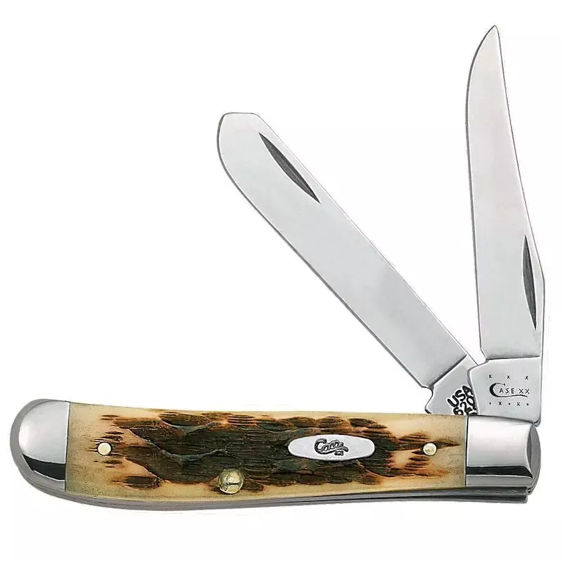 Case Mini Trapper Pocket Knife 3 1/2" Amber Bone