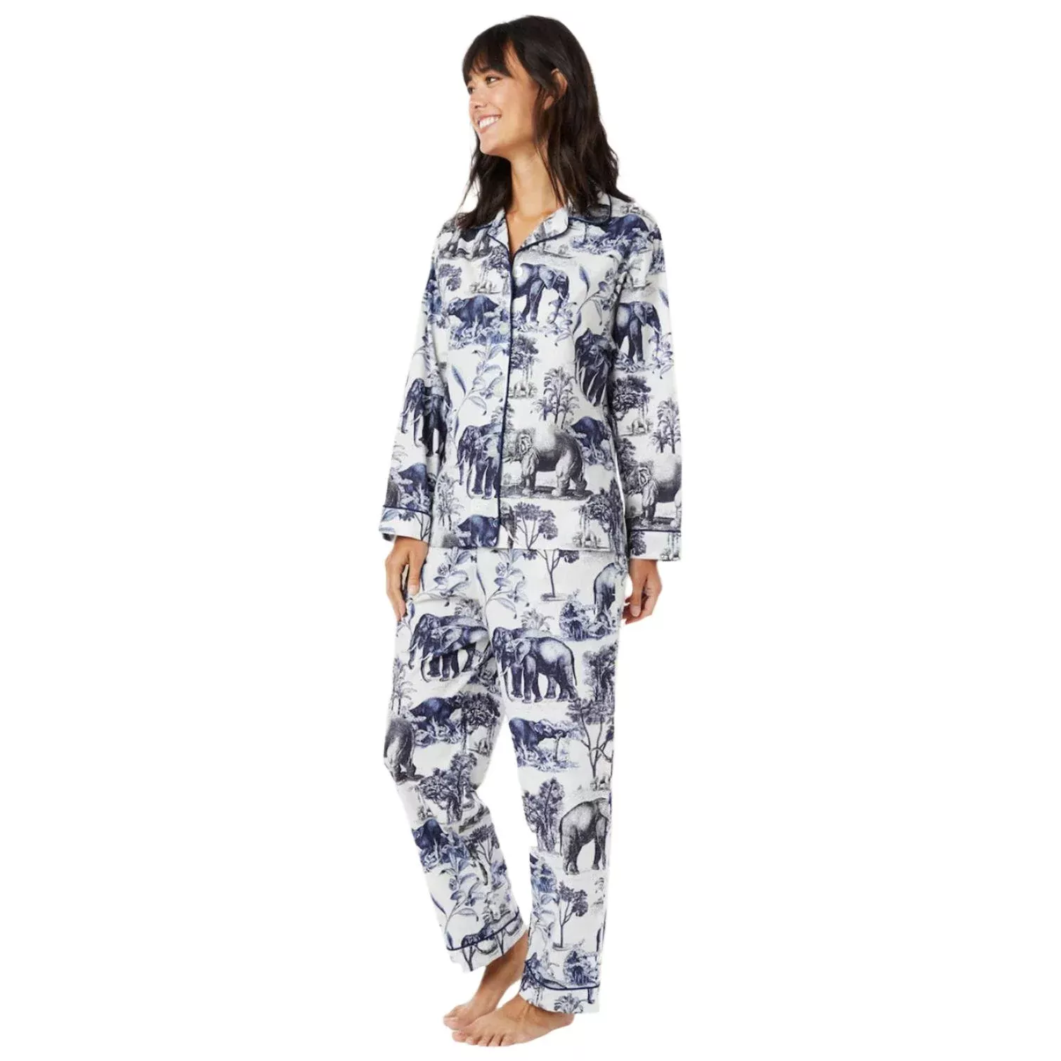 The Cat's Safari Toile Luxe Pima Long Sleeve Pajama Set
