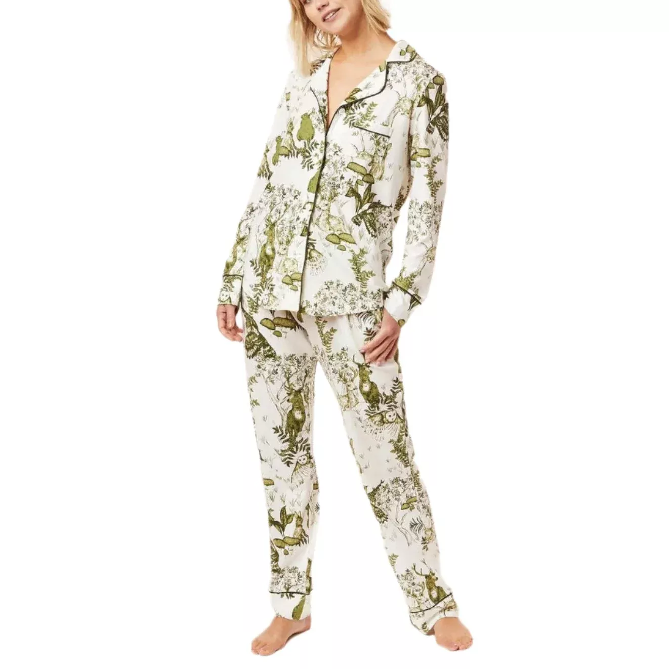 The Cat's Woodside Pima Knit Long Sleeve Pajama Set