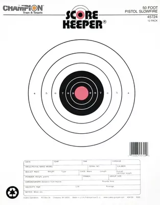 Champion 50 Foot Pistol Slowfire Orange Bullseye 12 Per Pack