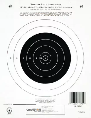 Champion 50 Yard Single Bullseye Paper Target 12 Per Pack