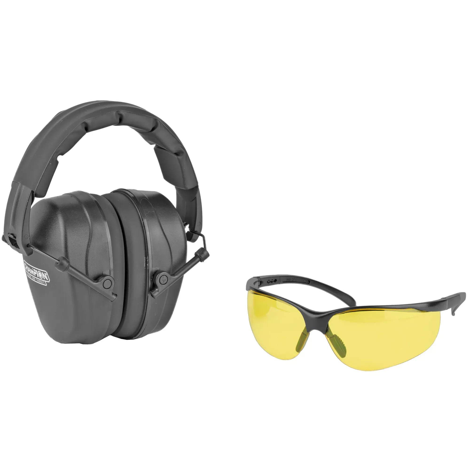 Champion Traps & Targets Shooting Eye and Ear Protection Combo, Black Earmuff + Amber Lens 40626