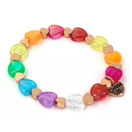 CHARM IT! 4mm Stretch Bracelet - Gold Rainbow Heart