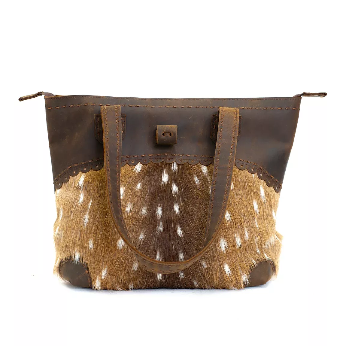 Cheyenne Axis Deer Hide Dakota Tote Bag