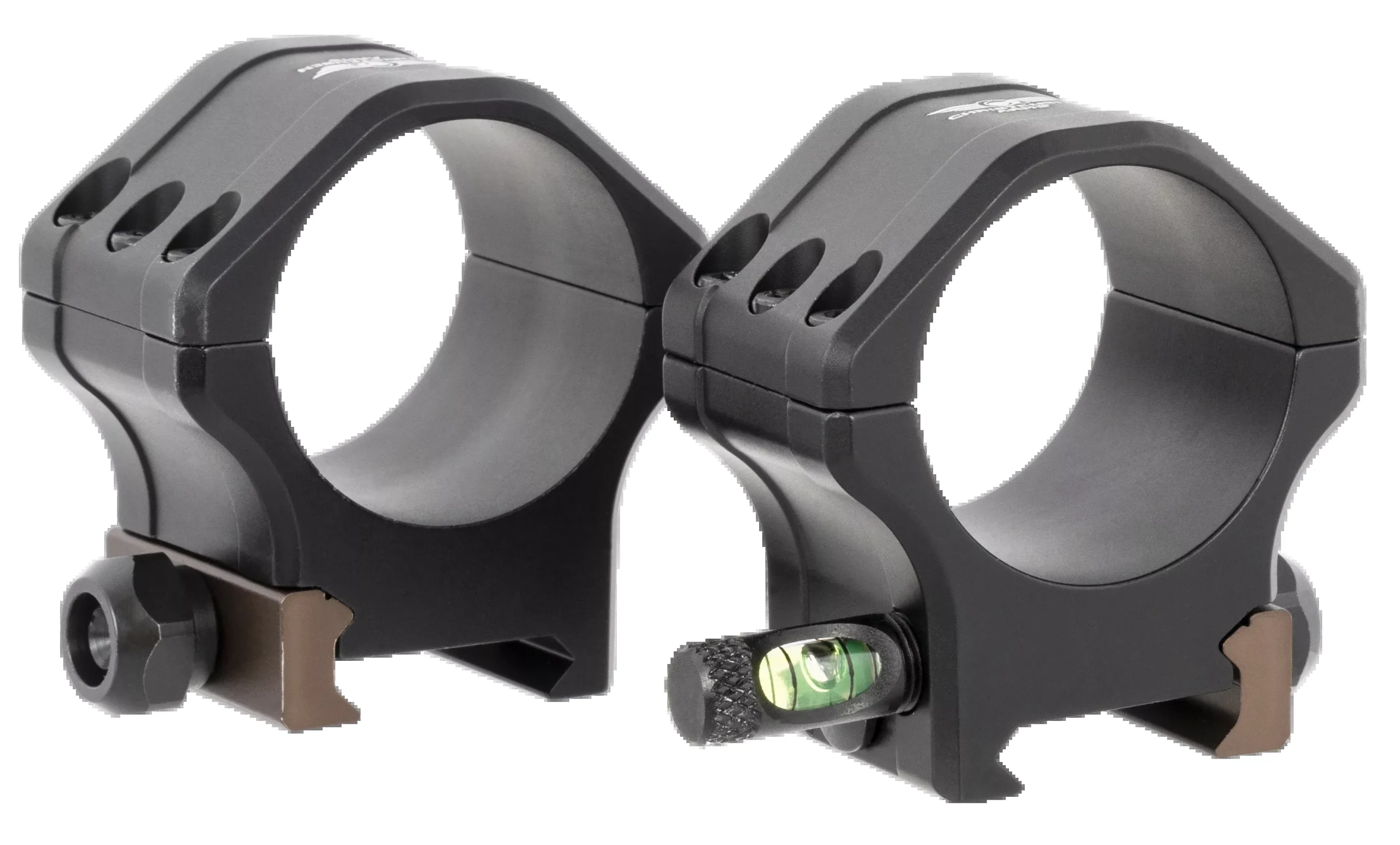 Christensen Arms Tactical PRSR-HD Scope Rings, Black Anodized, Anti-Cant Level, Picatinny/NATO
