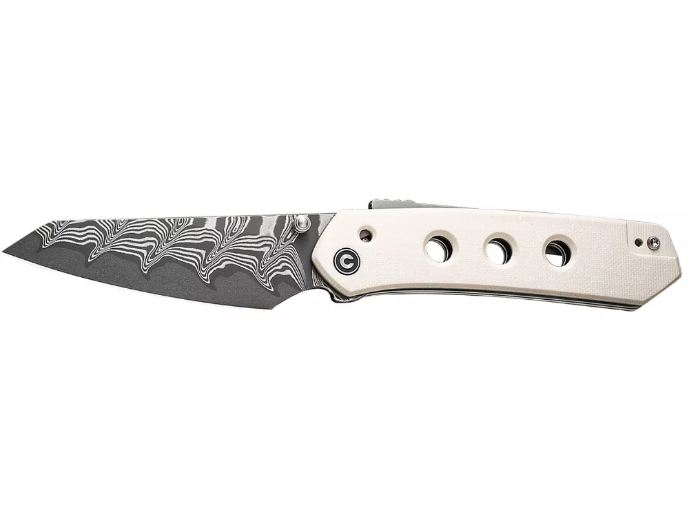Civivi 3.54" Folding Reverse Tanto Knife Damascus Ivory G10 Handle