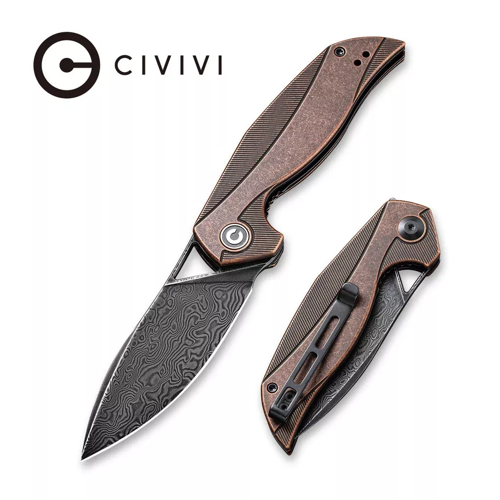 CIVIVI Anthropos Flipper Knife Copper Handle (3.25″ Damascus Blade) C903DS-3