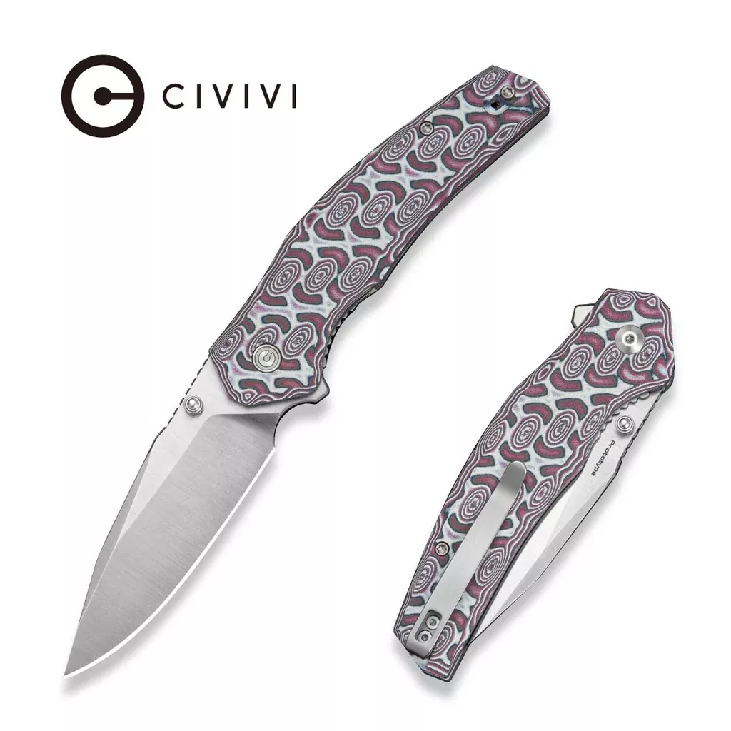 CIVIVI Aplomb Flipper & Thumb Stud KnifeMicarta Handle (3.39″ Satin Finished Nitro-V Blade) C25107 Sample2