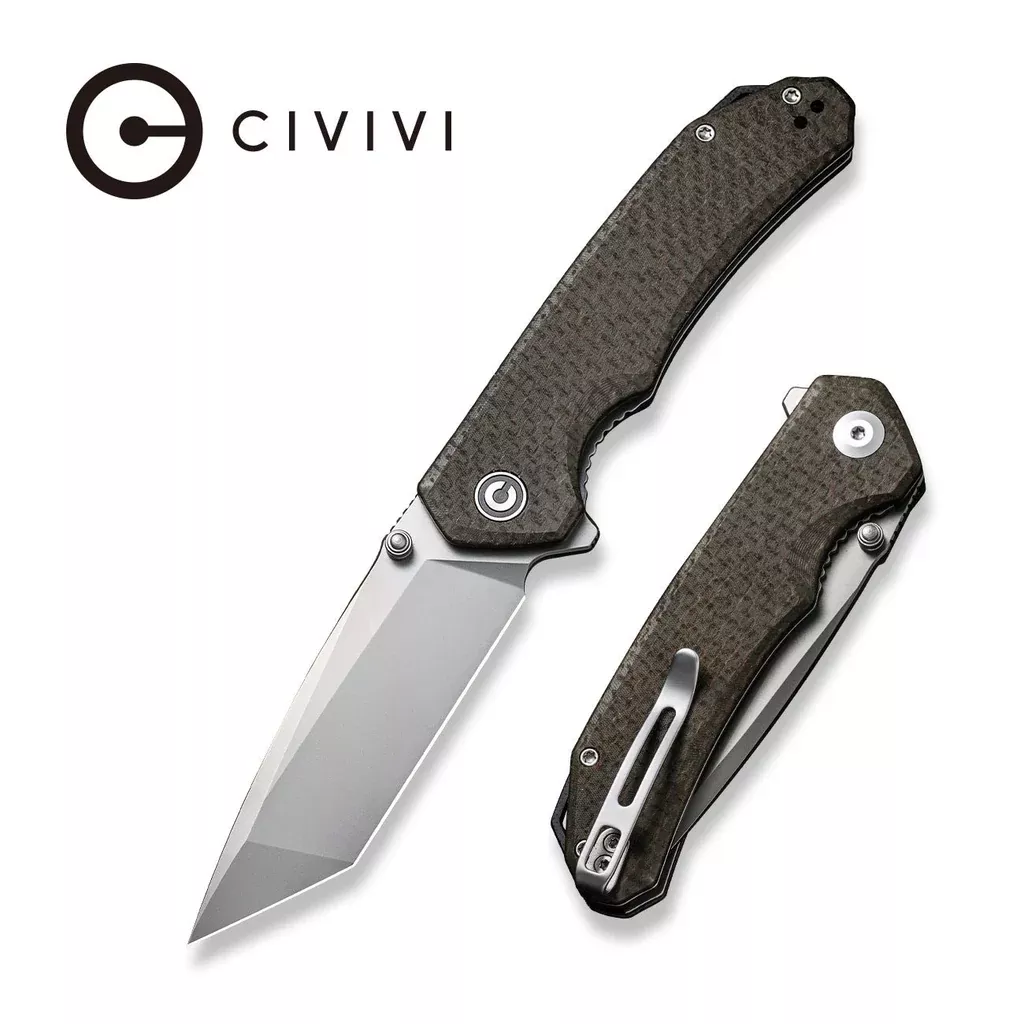 CIVIVI Brazen Flipper & Thumb Stud Knife Micarta Handle (3.46″ D2 Blade) C2023F