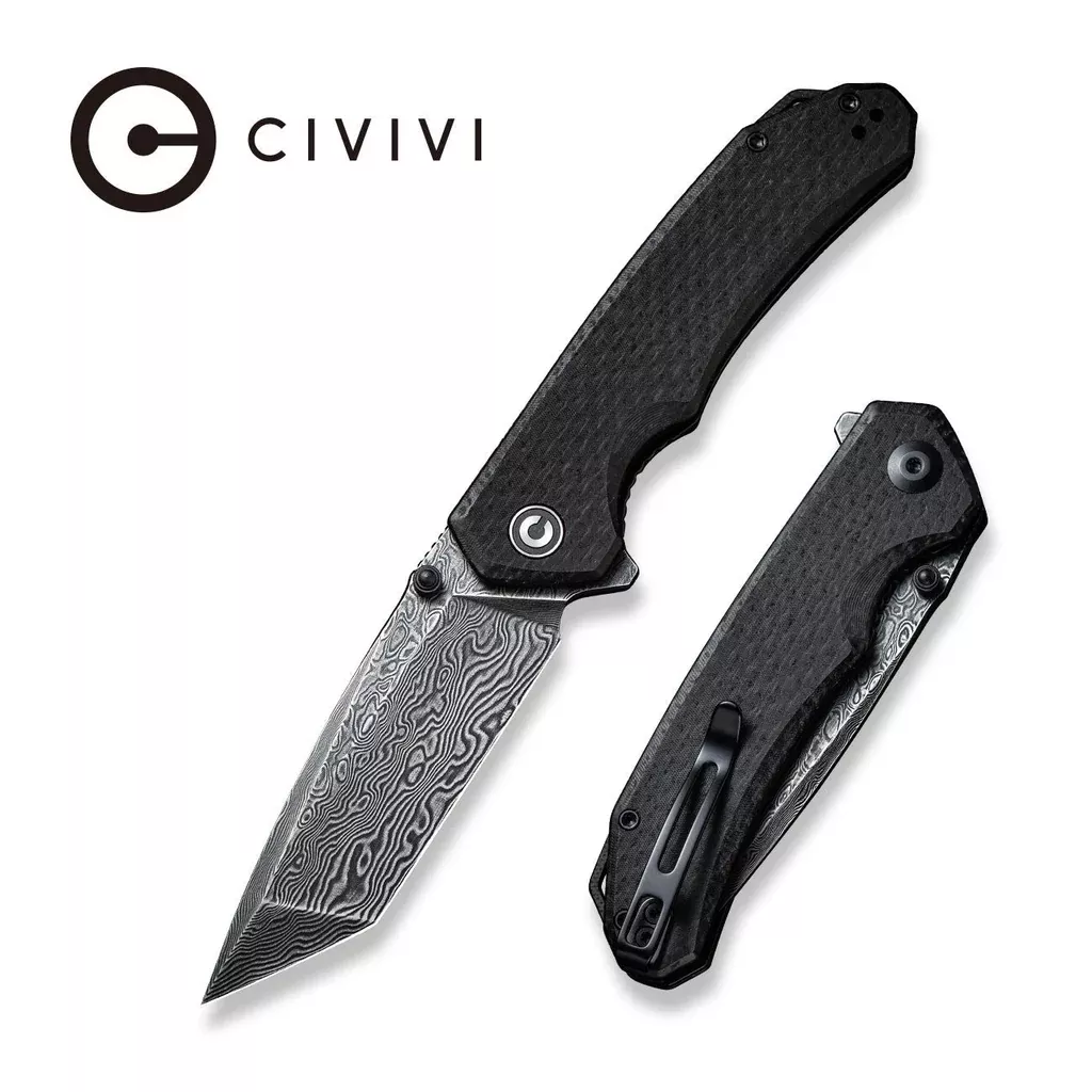 CIVIVI Brazen Flipper & Thumb Stud Knife Micarta Handle (3.46″ Damascus Blade) C2023DS-1