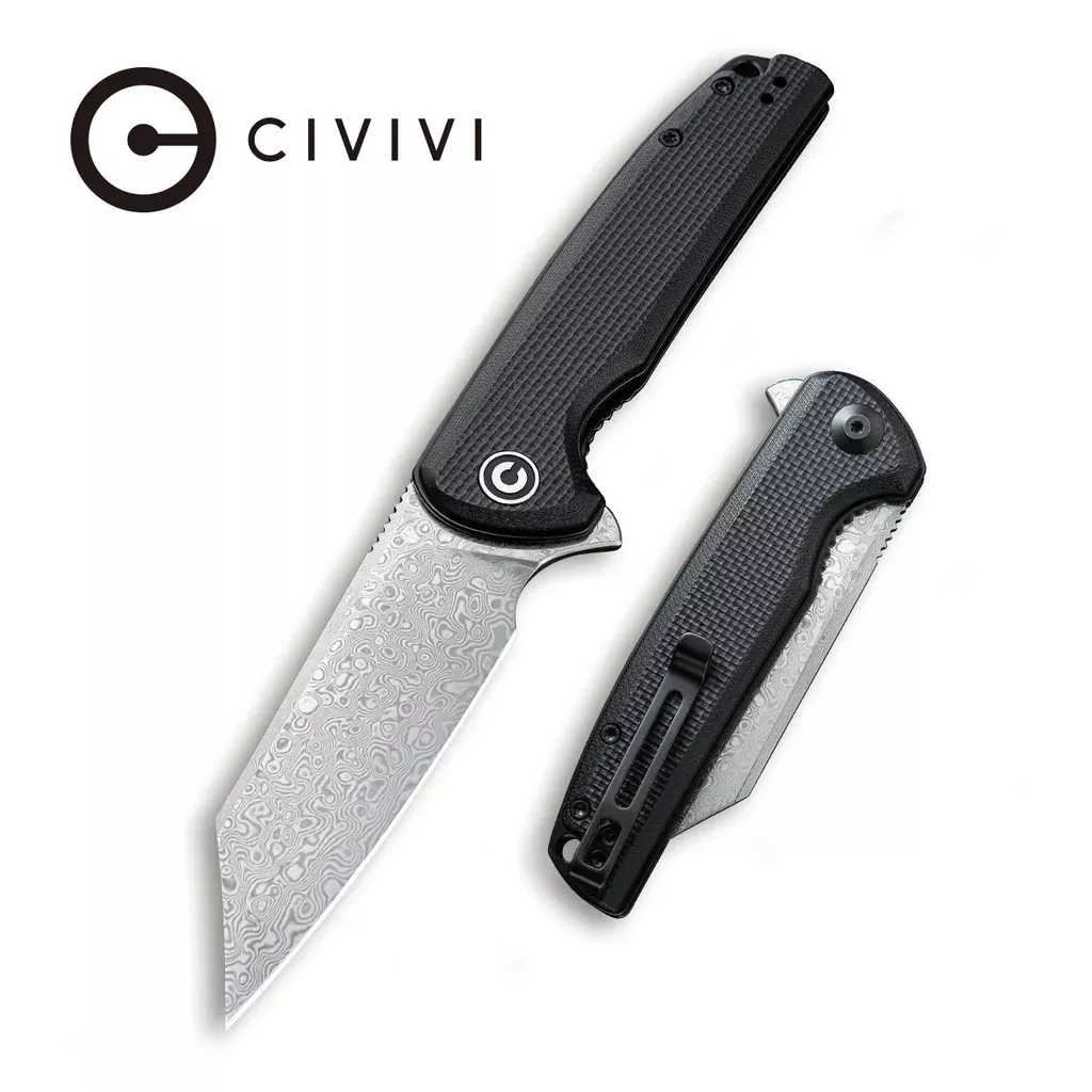 CIVIVI Brigand Flipper Knife G10 Handle (3.46″ Damascus Blade) C909DS
