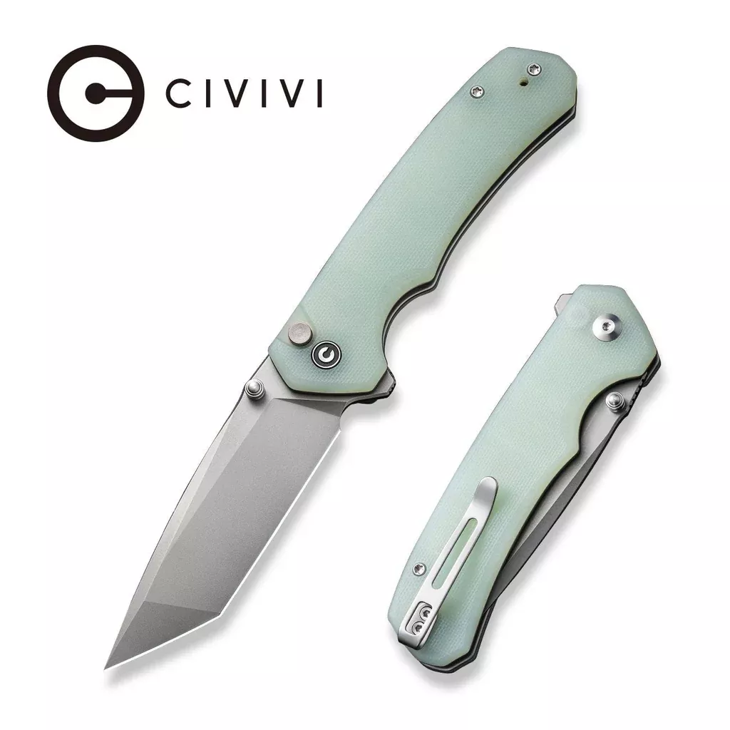 CIVIVI Button Lock Brazen Flipper & Thumb Stud Knife G10 Handle (3.46" 14C28N Blade) C19059C-2