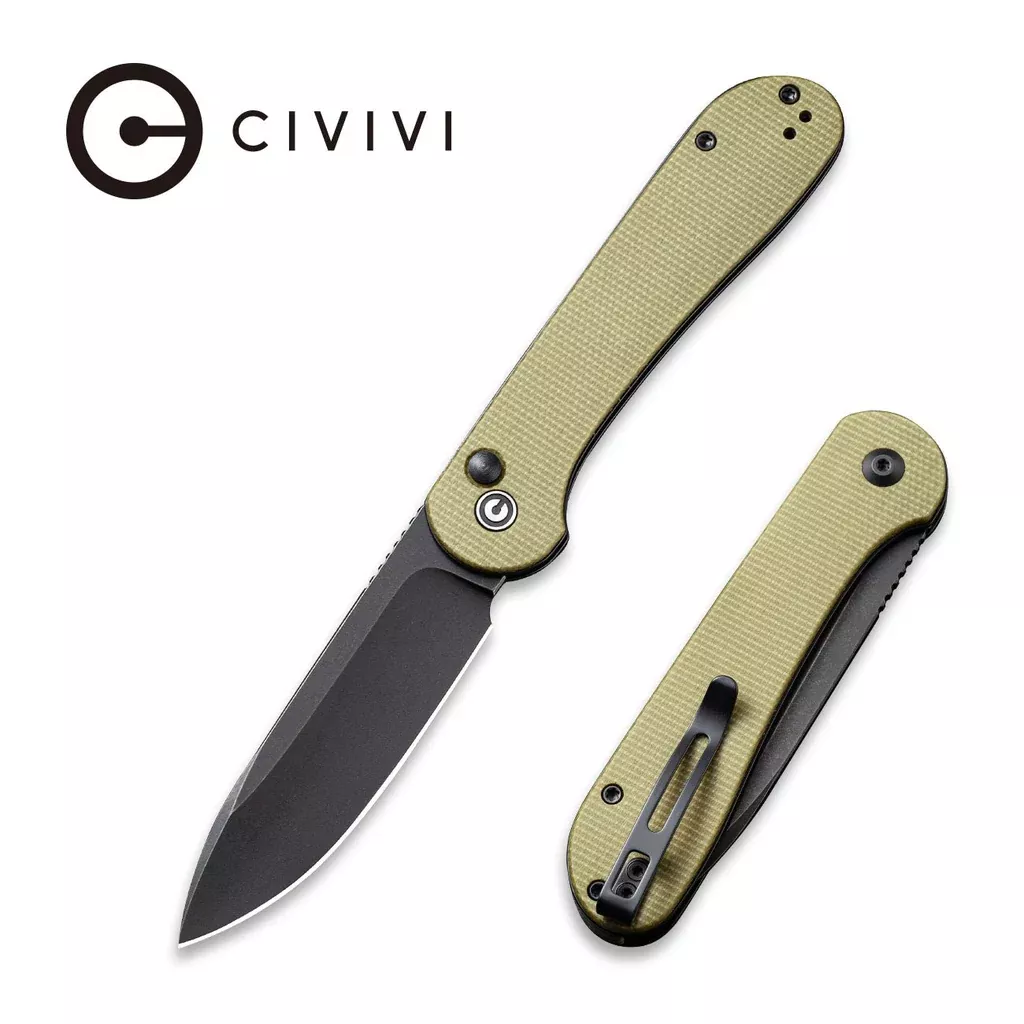 CIVIVI Button Lock Elementum Pocket Knife Micarta Handle (3.47″ 14C28N Blade) C2103B