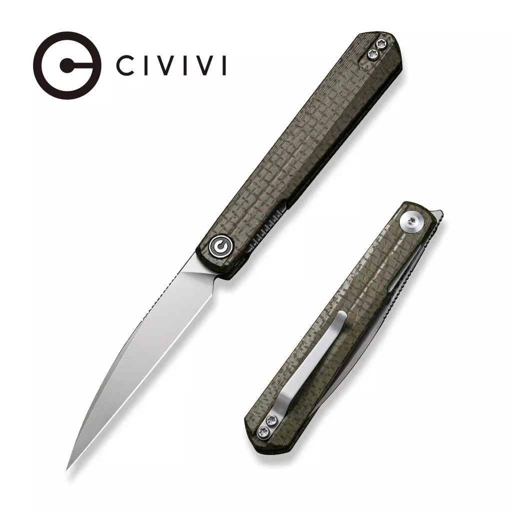 CIVIVI Clavi Front Flipper Knife Micarta Handle (3.06″ Nitro-V Blade) C21019-3