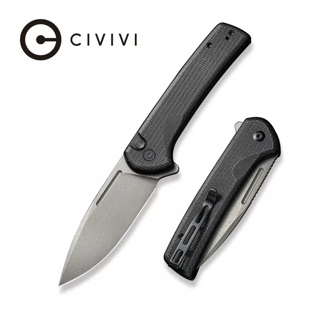 CIVIVI Conspirator Flipper & Button Lock Knife Micarta Handle (3.48″ Nitro-V Blade) C21006-2