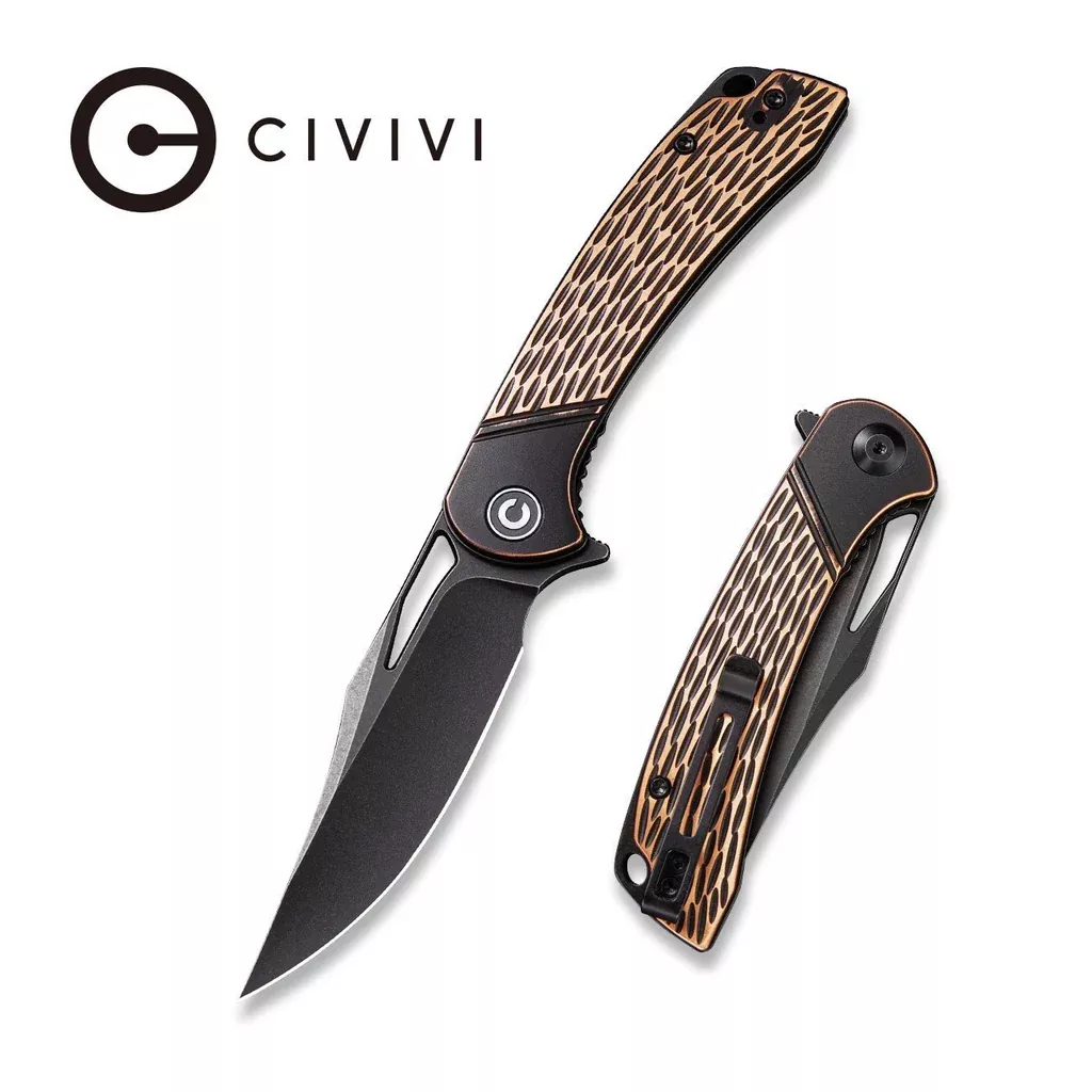 CIVIVI Dogma Flipper & Thumb Hole Knife Copper Handle (3.46" D2 Blade) C2005F