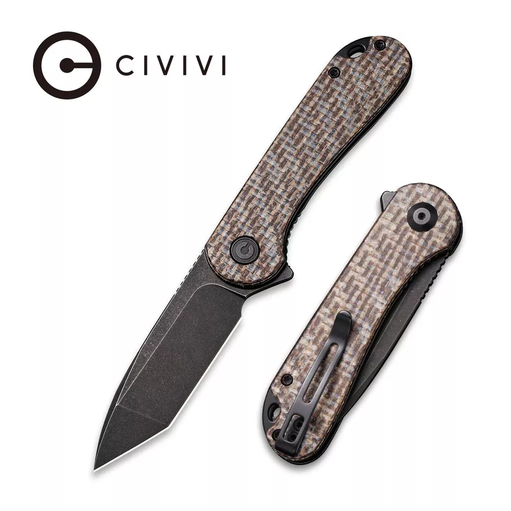 CIVIVI Elementum Flipper Knife Micarta Handle (2.96" D2 Blade) C907T-D