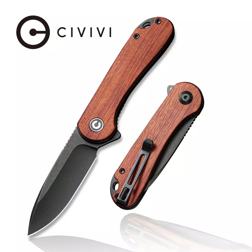 CIVIVI Elementum Flipper Knife Wood Handle (2.96″ D2 Blade) C907U