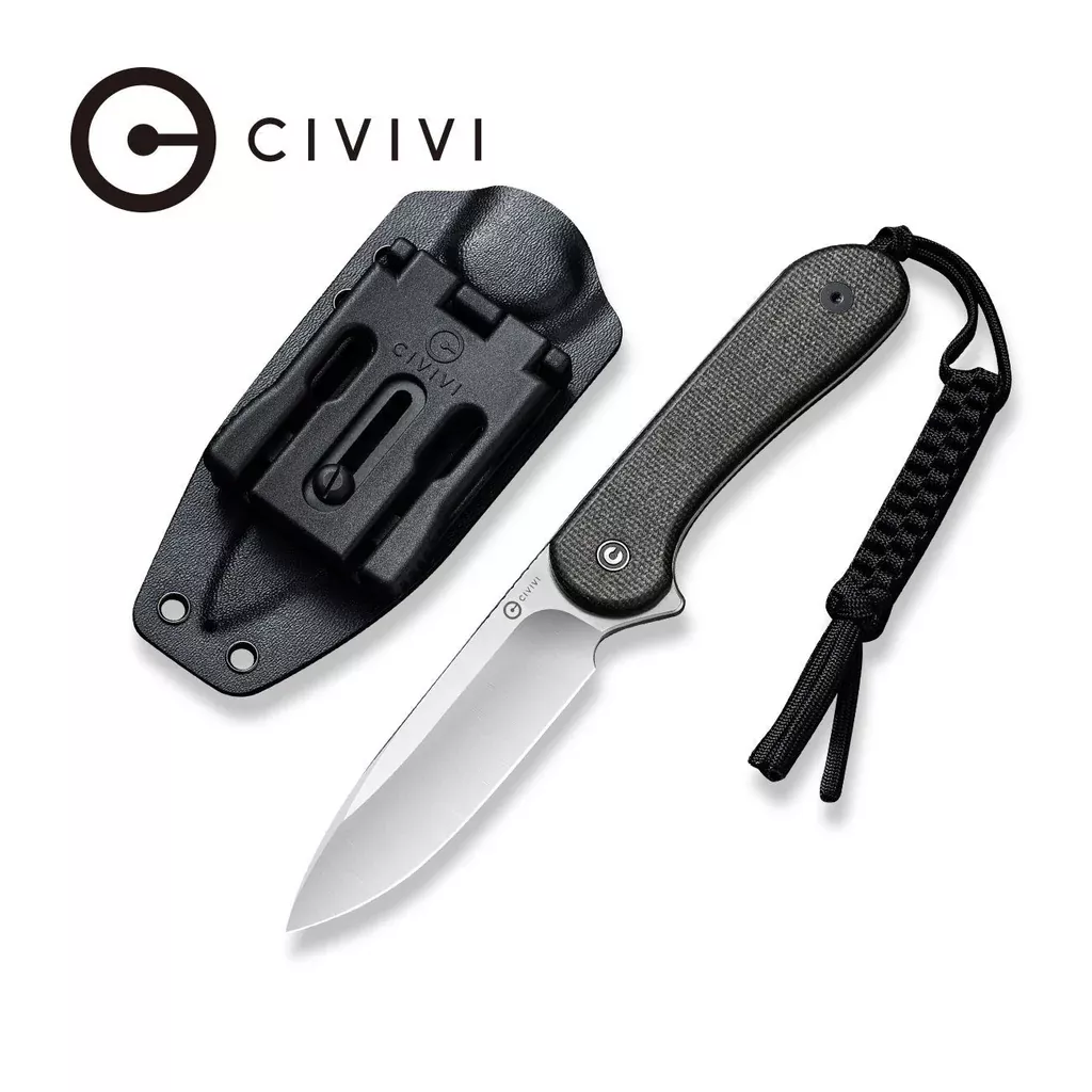 CIVIVI Fixed Blade Elementum Tactical Knife Micarta Handle (3.98″ D2 Blade) C2105B