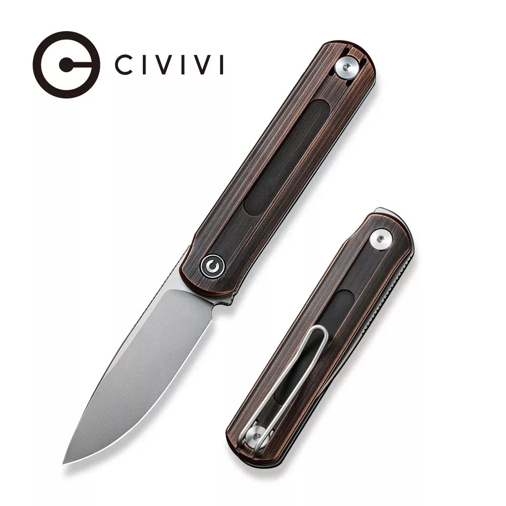 CIVIVI Foldis Slip Joint & Top Flipper Knife Copper Handle (2.67″ Nitro-V Blade) C21044-1