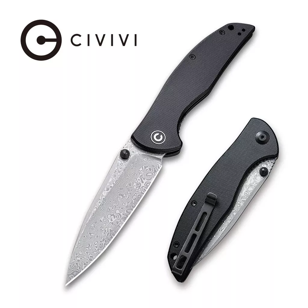 CIVIVI Governor Thumb Stud Knife G10 Handle (3.86″ Damascus Blade) C911DS